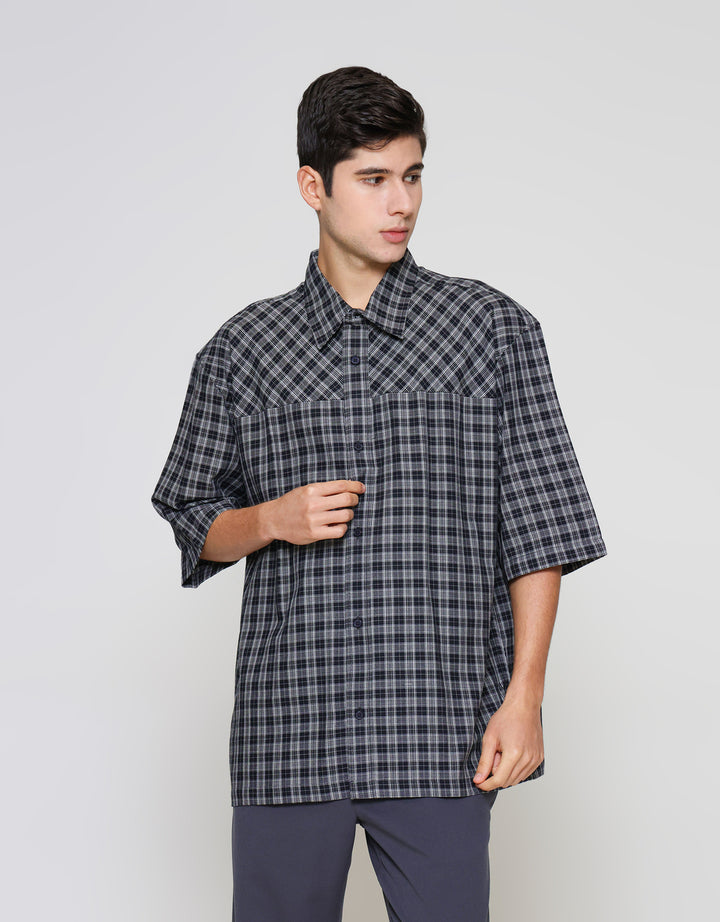 ZES Casual Check Kemeja Lengan Pendek Pria KMD214