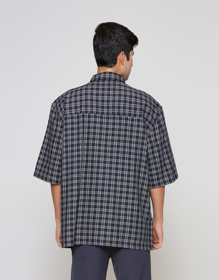 ZES Casual Check Kemeja Lengan Pendek Pria KMD214