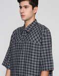 ZES Casual Check Kemeja Lengan Pendek Pria KMD214