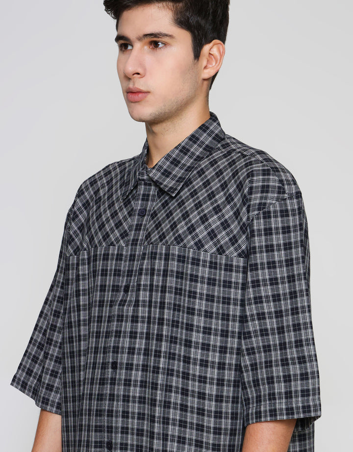 ZES Casual Check Kemeja Lengan Pendek Pria KMD214