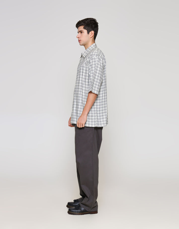 ZES Casual Check Kemeja Lengan Pendek Pria KMD214