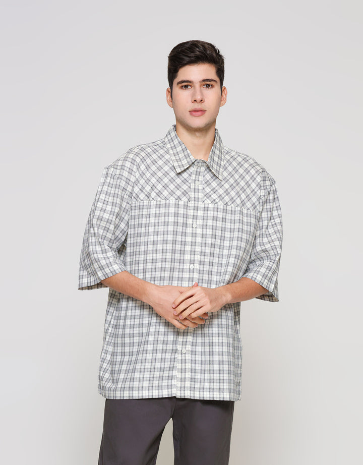 ZES Casual Check Kemeja Lengan Pendek Pria KMD214