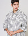 ZES Casual Check Kemeja Lengan Pendek Pria KMD214