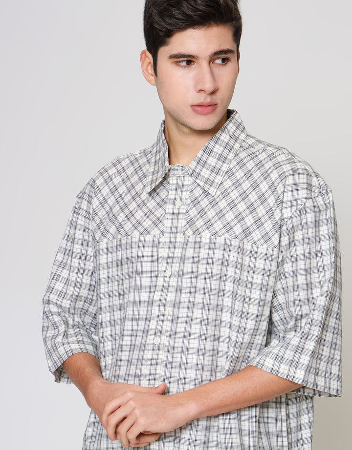 ZES Casual Check Kemeja Lengan Pendek Pria KMD214