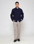 ZES Relax Solid Linen Look Kemeja Pria KMD206