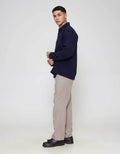 ZES Relax Solid Linen Look Kemeja Pria KMD206