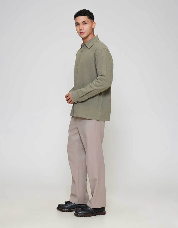 ZES Relax Solid Linen Look Kemeja Pria KMD206