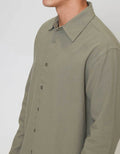 ZES Relax Solid Linen Look Kemeja Pria KMD206