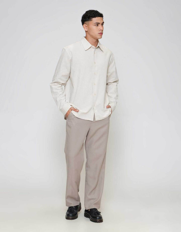 ZES Relax Solid Linen Look Kemeja Pria KMD206