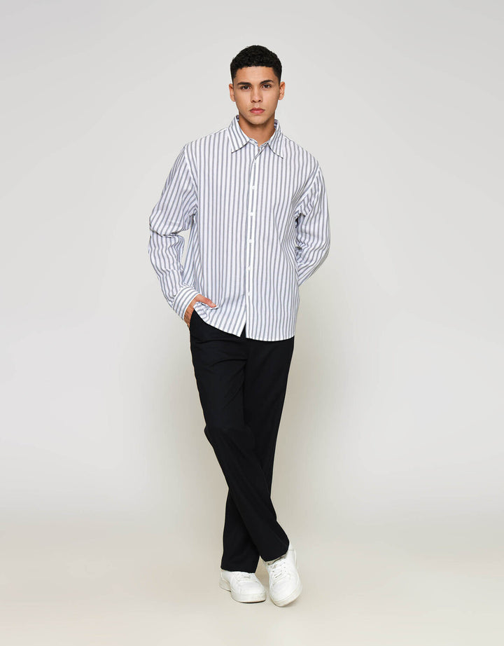 ZES Relax Fit Stripes Kemeja Pria KMD205