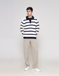 ZES Buttoned Flat Knit Polo Lengan Panjang Pria PLA204