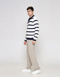 ZES Buttoned Flat Knit Polo Lengan Panjang Pria PLA204
