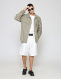 ZES Overshirt Linen Look With Stand Collar Jaket Pria JKD202