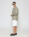 ZES Overshirt Linen Look With Stand Collar Jaket Pria JKD202