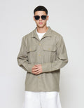 ZES Overshirt Linen Look With Stand Collar Jaket Pria JKD202