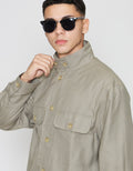 ZES Overshirt Linen Look With Stand Collar Jaket Pria JKD202