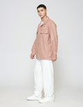 ZES Overshirt Linen Look With Stand Collar Jaket Pria JKD202