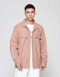 ZES Overshirt Linen Look With Stand Collar Jaket Pria JKD202