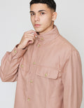 ZES Overshirt Linen Look With Stand Collar Jaket Pria JKD202