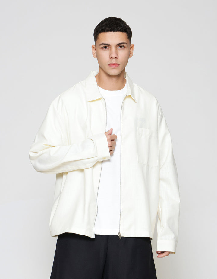 ZES Linen Look With Zipped Opening Jaket Pria JKD201