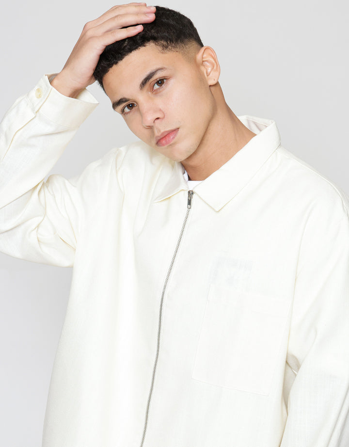 ZES Linen Look With Zipped Opening Jaket Pria JKD201