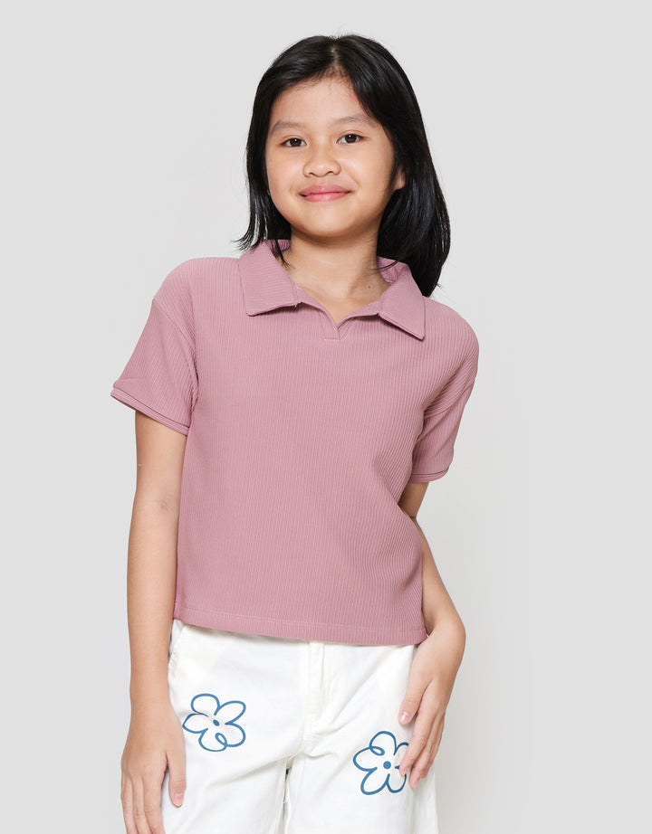 Nevada Collar Texture Kaos Anak Perempuan