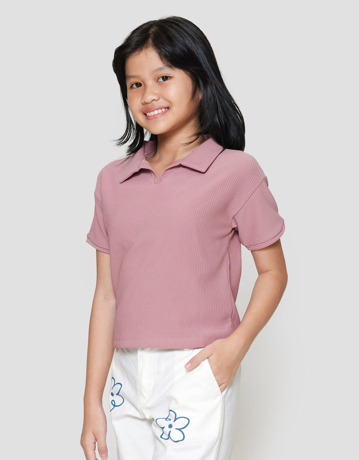 Nevada Collar Texture Kaos Anak Perempuan
