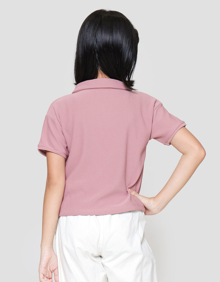 Nevada Collar Texture Kaos Anak Perempuan