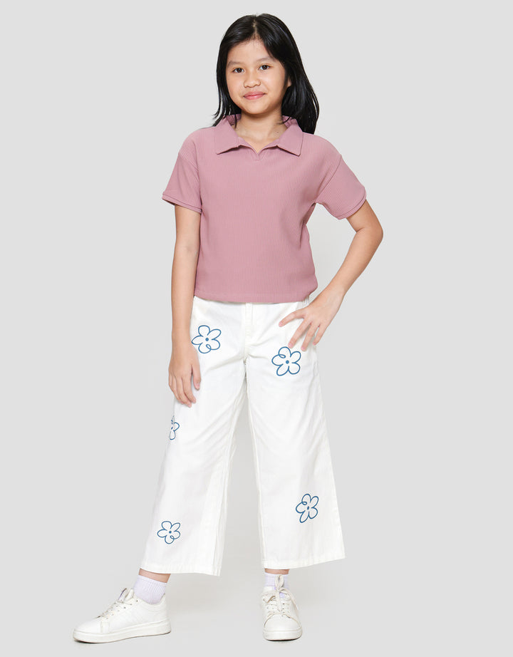 Nevada Collar Texture Kaos Anak Perempuan