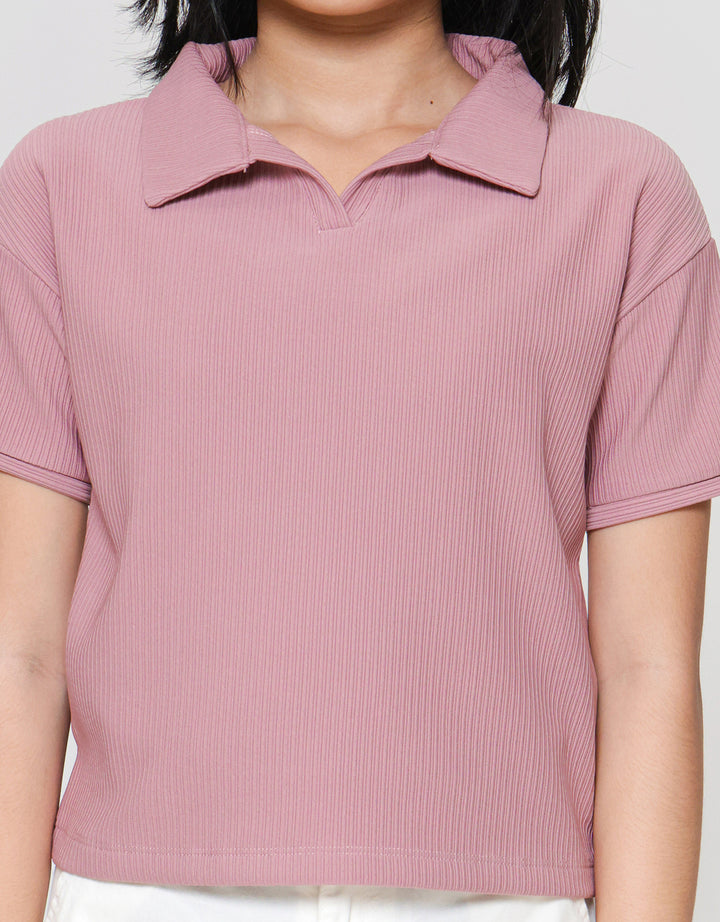 Nevada Collar Texture Kaos Anak Perempuan