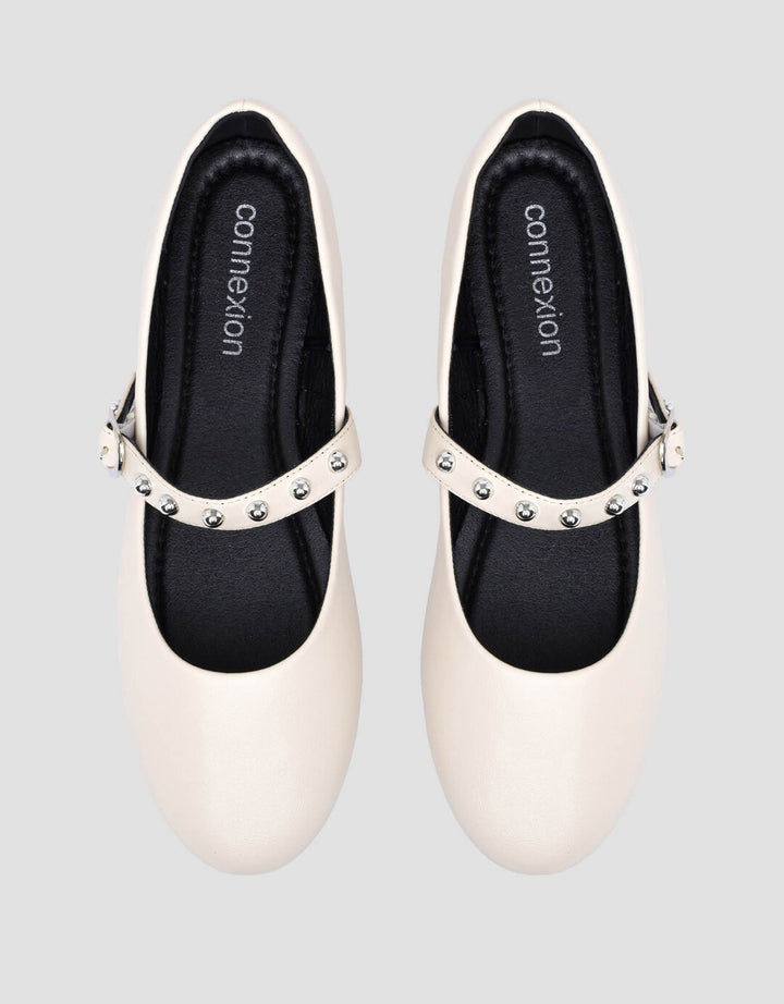 Connexion Round Pearl Mary Jane Sepatu Flat Wanita