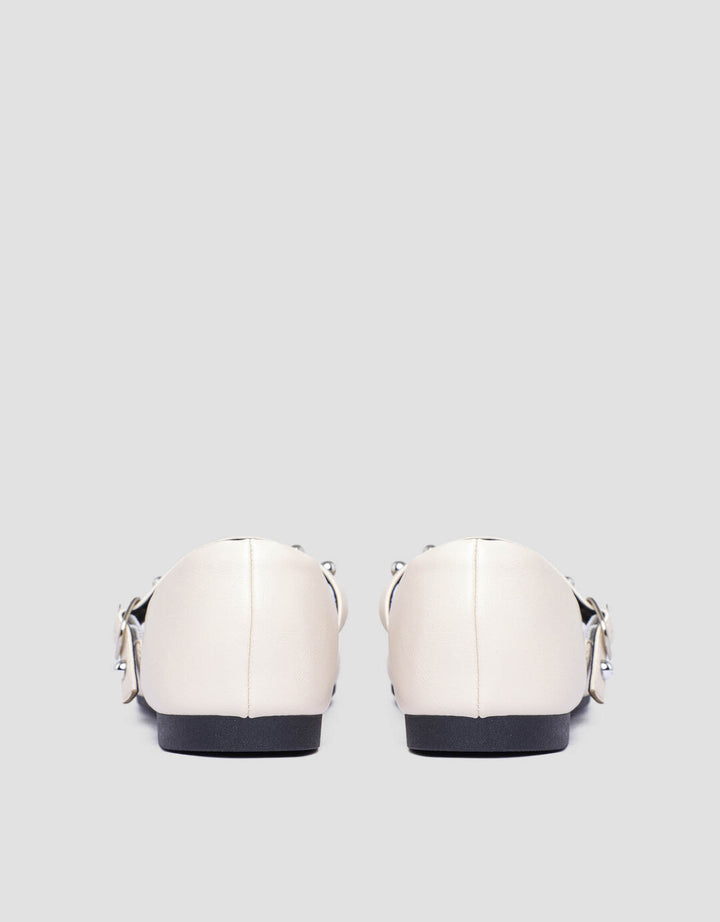 Connexion Round Pearl Mary Jane Sepatu Flat Wanita