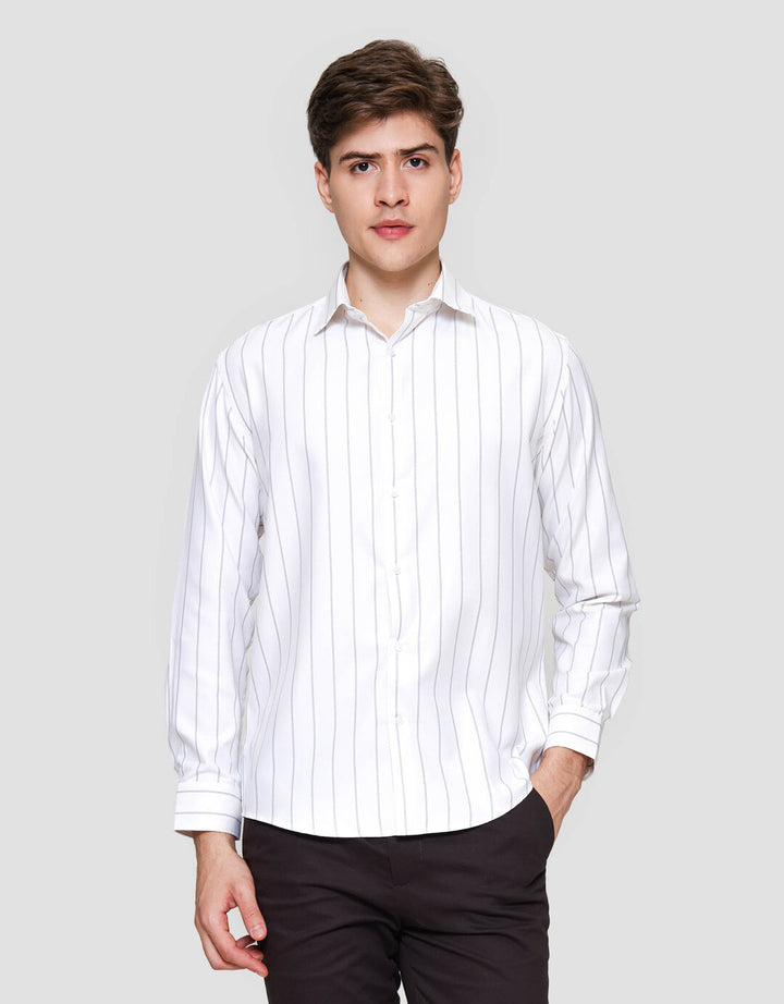 Cole Slim Fit Stripe Kemeja Lengan Panjang Pria