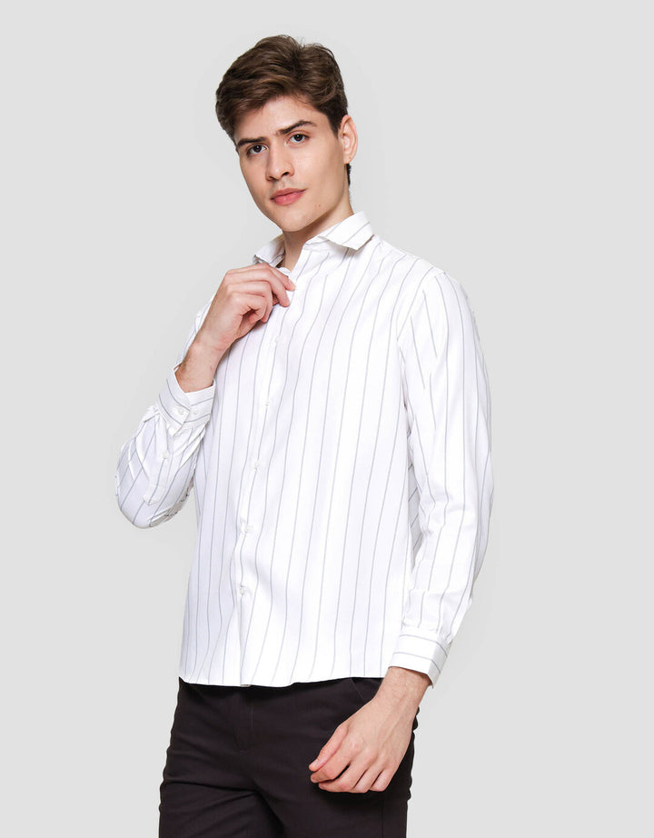 Cole Slim Fit Stripe Kemeja Lengan Panjang Pria