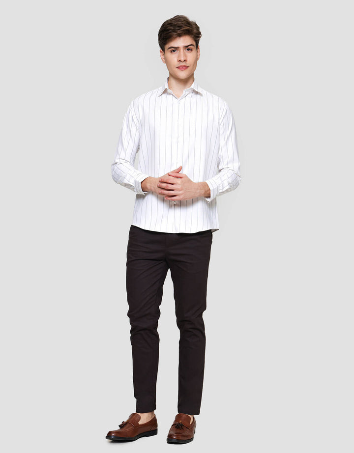 Cole Slim Fit Stripe Kemeja Lengan Panjang Pria