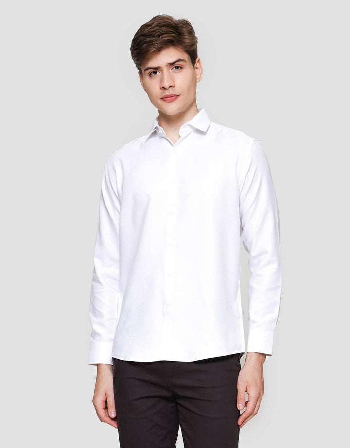 Cole Slim Fit Texture Wafle Kemeja Lengan Panjang Pria