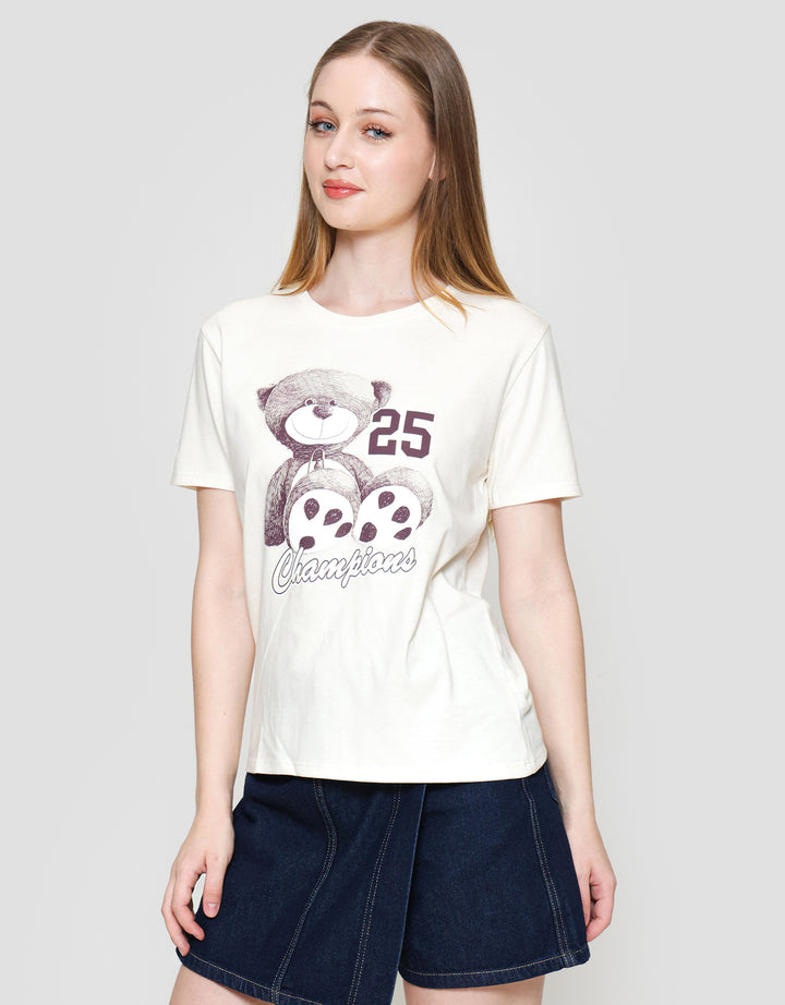 Nevada Solid Reguler Cvc Bear Champion Kaos Wanita