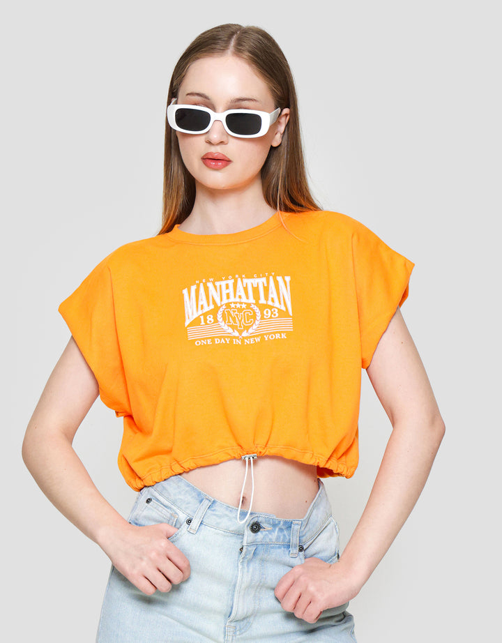 Nevada Solid Boxy Terry Drawstring Manhattan Kaos Wanita