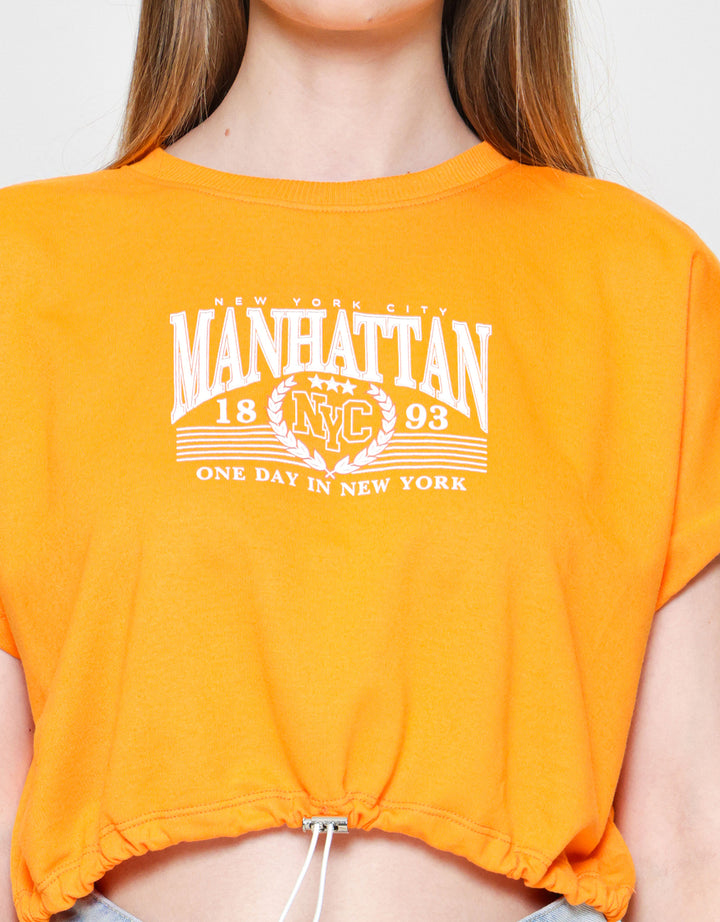 Nevada Solid Boxy Terry Drawstring Manhattan Kaos Wanita