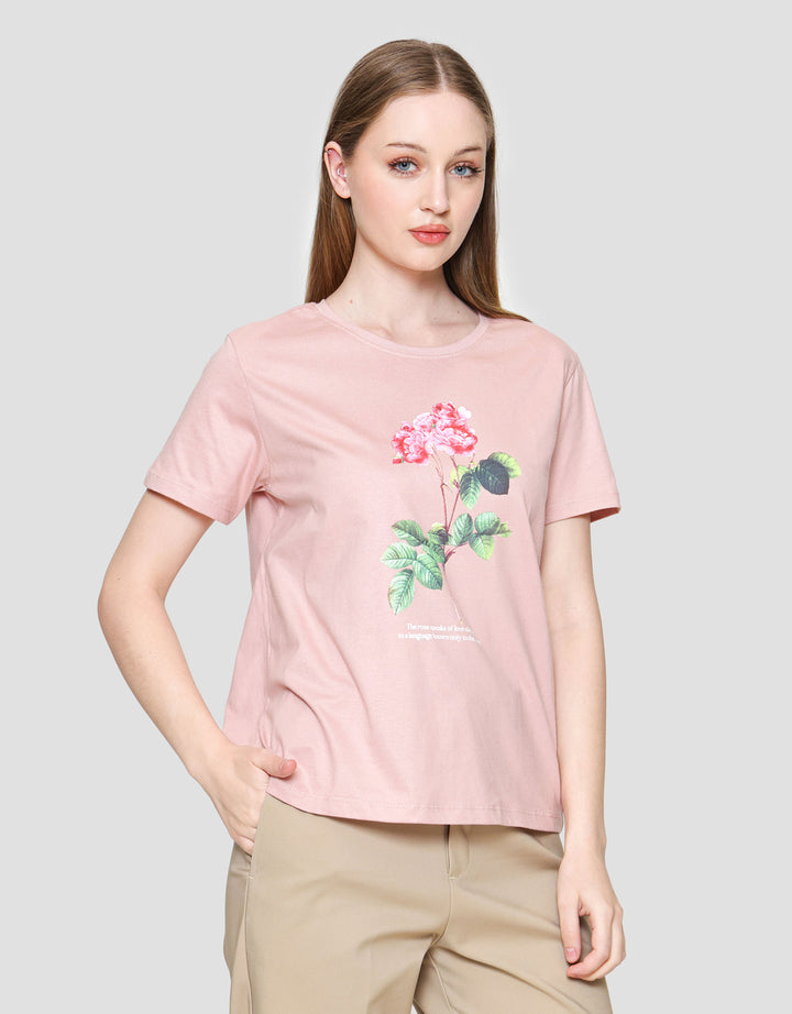 Connexion Print Flowers Kaos Wanita