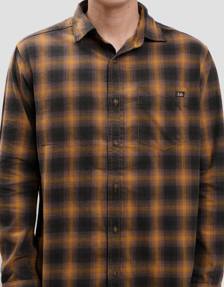 Lois Print Check Kemeja Lengan Panjang Pria