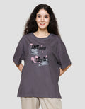 Disney Oversize S24 Print Mickey Mouse Kaos Lengan Pendek Wanita