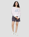 Disney Boatneck Stripe Print Mickey Mouse Sweater Wanita