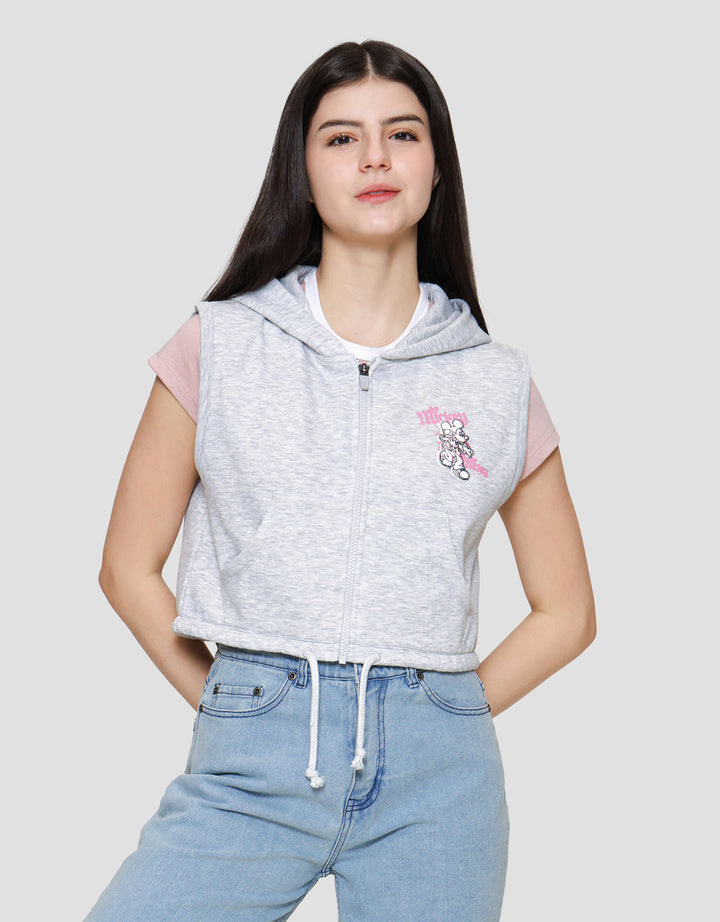 Disney Fleece Print Mickey Mouse Jacket Vest Wanita