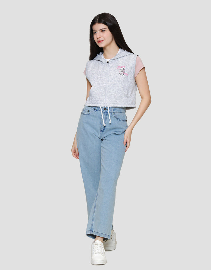 Disney Fleece Print Mickey Mouse Jacket Vest Wanita