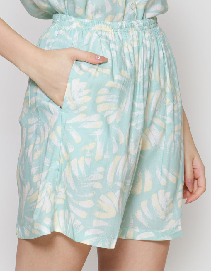 Nevada Mix Leaf Print Set Piyama Wanita