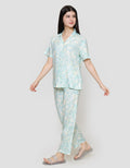 Nevada Mix Leaf Print Setelan Piyama Wanita