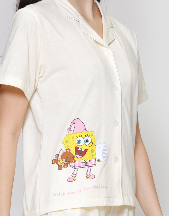 Nevada Spongebob Print Setelan Piyama Wanita