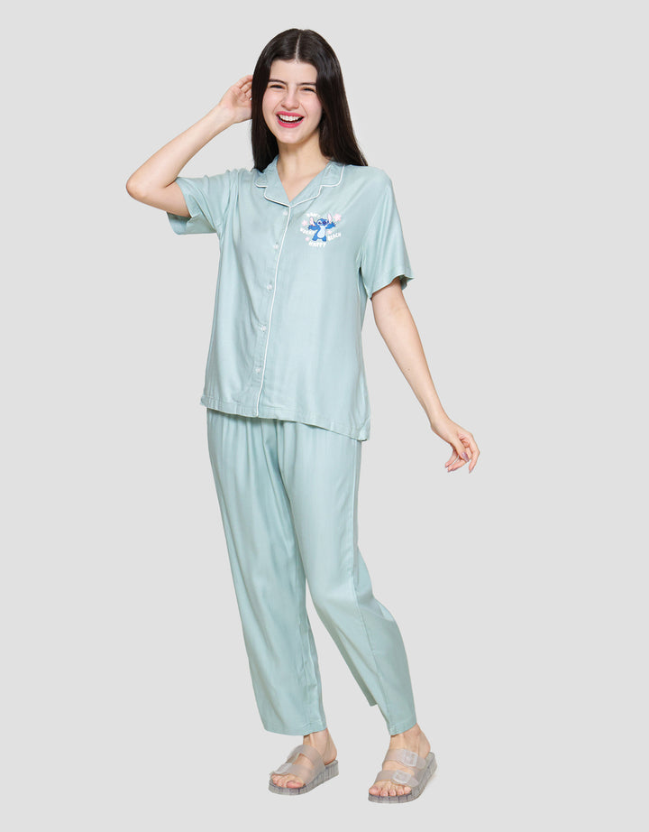 Disney Solid Stitch Setelan Piyama Wanita