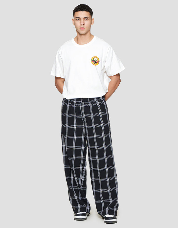 Nevada Woven Pull On Checked Loose Fit Celana Panjang Pria